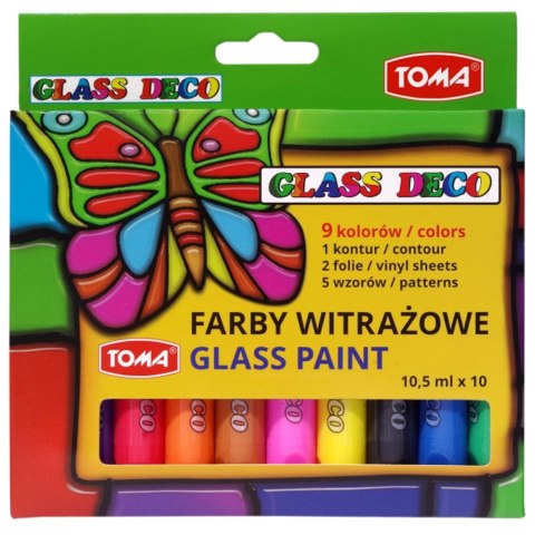Farba do malowania na szkle kolor: mix 10,5ml 9 kolor. Toma (TO-750 0 2)