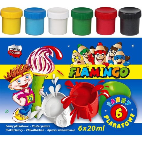 Farby plakatowe Flamingo 6 kolorów x 20ml Farby plakatowe Flamingo 6 kolorów x 20ml