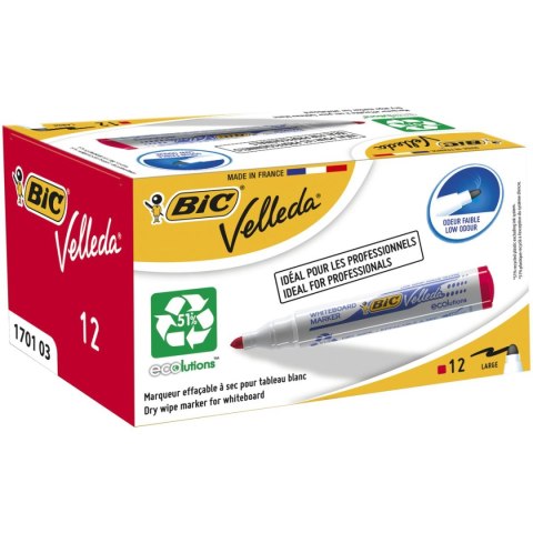 Marker suchościeralny Velleda Ecolutions 1701 czerwony 1,5mm okrągła końcówka Bic (904939) Marker suchościeralny Velleda Ecolutions 1701 czerwony 1,5mm okrągła końcówka Bic (904939)