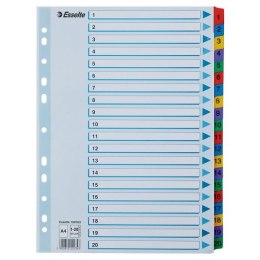 Przekładka numeryczna Esselte Mylar kartonowa A4 mix kolorów 160g 20k 1-20 (100163)