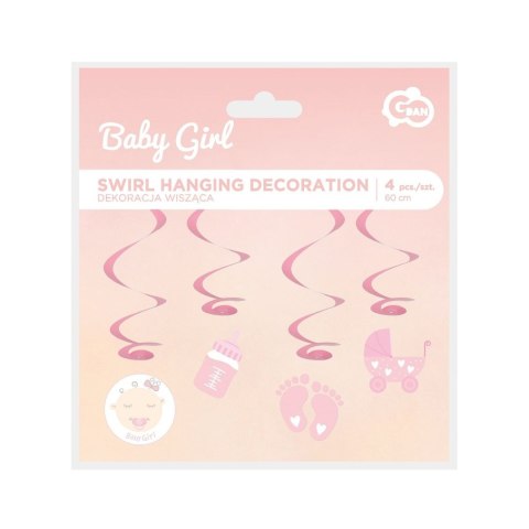 Dekoracja Godan Papierowo-foliowa dekoracja wisząca Baby Girl, 60 cm, 4 szt. (QT-DWBG) Dekoracja Godan Papierowo-foliowa dekoracja wisząca Baby Girl, 60 cm, 4 szt. (QT-DWBG)