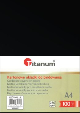 Karton do bindowania Titanum błyszczący - chromolux A4 czarny 250g