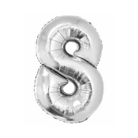 Balon foliowy Godan Smart cyfra 8 srebrna 76cm (CH-SSR8) Balon foliowy Godan Smart cyfra 8 srebrna 76cm (CH-SSR8)