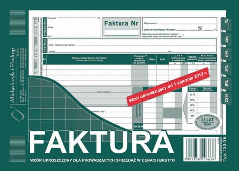 Druk offsetowy Faktura VAT brutto A5 ulepszona, A5 80k. Michalczyk i Prokop (123-3E) Druk offsetowy Faktura VAT brutto A5 ulepszona, A5 80k. Michalczyk i Prokop (123-3E)