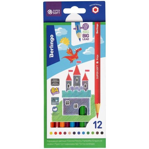 Kredki ołówkowe Berlingo Supersoft 12 kol. (297230) Kredki ołówkowe Berlingo Supersoft 12 kol. (297230)