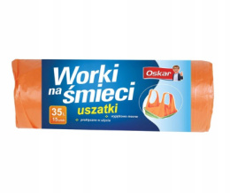 Worki na śmieci 35l (15szt) HD pomarańczowe z uszami OSKAR