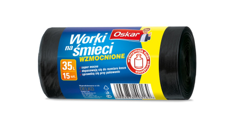 Worki na śmieci 35l (15szt) LD czarne mocne OSKAR