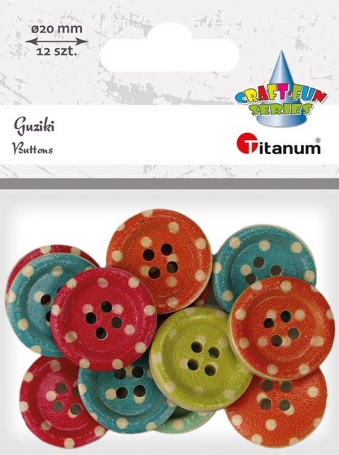 Guziki Craft-Fun Series drewniane okrągłe 20mm mix 12 szt Titanum Guziki Craft-Fun Series drewniane okrągłe 20mm mix 12 szt Titanum