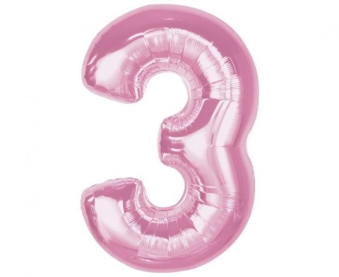 Balon foliowy Godan Smart, cyfra 3, j. różowa, 92 cm (CH-S9J3) Balon foliowy Godan Smart, cyfra 3, j. różowa, 92 cm (CH-S9J3)