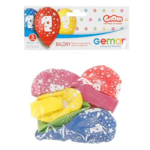 Balon gumowy Godan Z NADRUKIEM 5 szt mix 300mm 12cal (GS110/1) Balon gumowy Godan Z NADRUKIEM 5 szt mix 300mm 12cal (GS110/1)