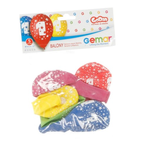 Balon gumowy Godan Z NADRUKIEM 5 szt mix 300mm 12cal (GS110/1) Balon gumowy Godan Z NADRUKIEM 5 szt mix 300mm 12cal (GS110/1)