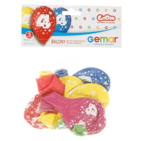 Balon gumowy Godan Z NADRUKIEM 5 szt mix 300mm 12cal (GS110/4) Balon gumowy Godan Z NADRUKIEM 5 szt mix 300mm 12cal (GS110/4)