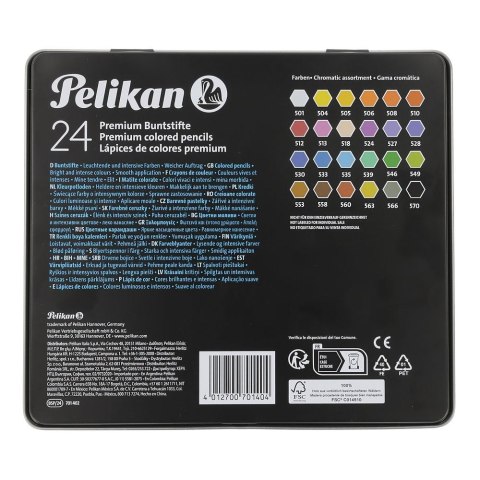 Kredki ołówkowe premium metalowe etui 24 kol. Pelikan (300000375)