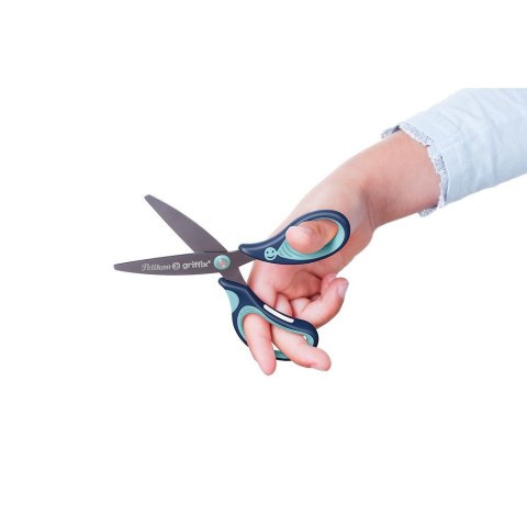 Nożyczki Griffix zaokrąglone praworęczne niebieskie Pelikan (300008591)