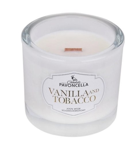Świeczka ozdobna Pavoncella Classico Vanilla and Tabacco biała 170g (5905711530530)