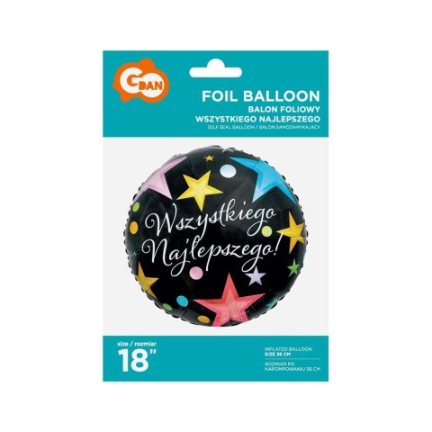 Balon foliowy Godan Wszystkiego najlepszego 18cali 18cal (FG-ODWN) Balon foliowy Godan Wszystkiego najlepszego 18cali 18cal (FG-ODWN)