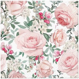 Serwetki Paw Coktail Gorgeous Roses k mix nadruk papier (SDC122600)