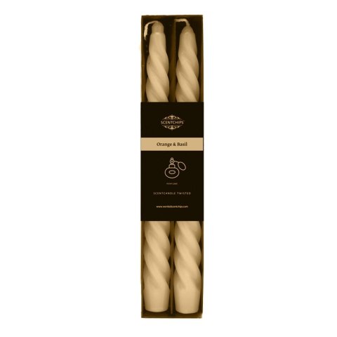 Świeca Pavoncella stołowa zakręcona o zapachu Orange & Basil (opak. 2 szt.) Żółta podstawowa [mm:] 250 (8716516195605)