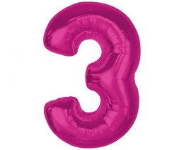 Balon foliowy Godan Smart cyfra 3, różowa, 92 cm (CH-S9R3)