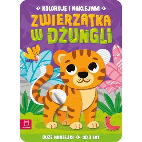 Książka dla dzieci Aksjomat Koloruję i naklejam. Zwierzątka w dżungli. Duże naklejki od 3 lat Książka dla dzieci Aksjomat Koloruję i naklejam. Zwierzątka w dżungli. Duże naklejki od 3 lat