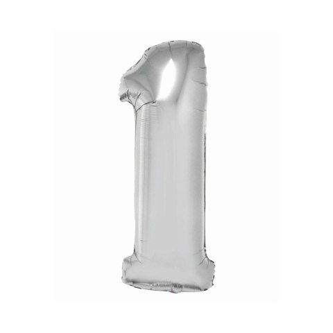 Balon foliowy Godan Smart cyfra 1 srebrna 76cm (CH-SSR1) Balon foliowy Godan Smart cyfra 1 srebrna 76cm (CH-SSR1)