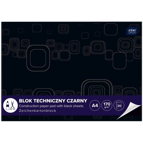 Blok techniczny A4 czarna 170g 10k Interdruk (ABLTA4C) Blok techniczny A4 czarna 170g 10k Interdruk (ABLTA4C)