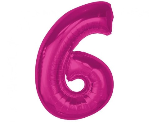 Balon foliowy Godan Smart cyfra 6, różowa, 92 cm (CH-S9R6) Balon foliowy Godan Smart cyfra 6, różowa, 92 cm (CH-S9R6)