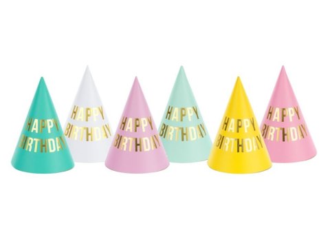 Czapka party Happy Birthday, mix, 16cm mix papier Partydeco (CPP22) Czapka party Happy Birthday, mix, 16cm mix papier Partydeco (CPP22)