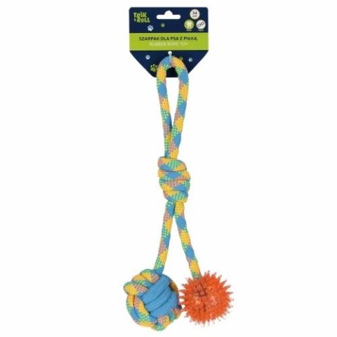 Gadżet Trik Roll Zabawka dla psa Szarpak 34 cm z piłką 2 stronny pomarańczowy (560877)