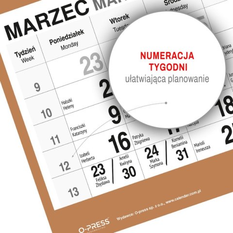 Kalendarz ścienny PLAŻA 310mm x 790mm Press Kalendarz ścienny PLAŻA 310mm x 790mm Press