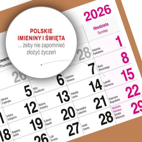 Kalendarz ścienny PLAŻA 310mm x 790mm Press Kalendarz ścienny PLAŻA 310mm x 790mm Press