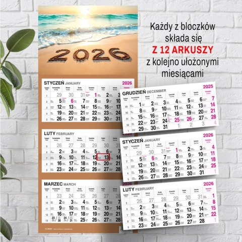 Kalendarz ścienny PLAŻA 310mm x 790mm Press Kalendarz ścienny PLAŻA 310mm x 790mm Press