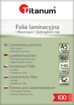 Folia do laminowania A5 przezroczysty 80mic. [mm:] 154x216 Titanum