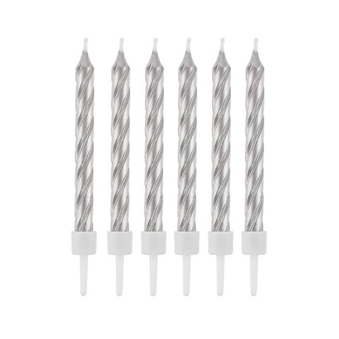 Świeczka urodzinowa zakręcone srebrne 8cm/12szt. Godan (SF-SZSR) Świeczka urodzinowa zakręcone srebrne 8cm/12szt. Godan (SF-SZSR)