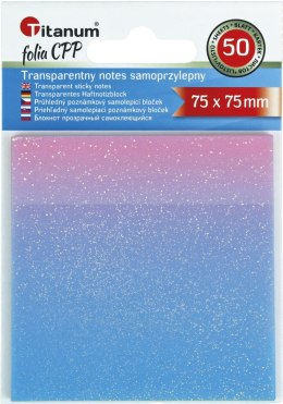 Notes samoprzylepny (karteczki) transparentne, z polipropylenu 75x75 mix 50k [mm:] 75x75 Titanum