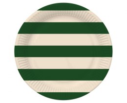 Talerz jednorazowy paski zielono beżowe papier śr. 180mm 6 szt Godan (PG-TPA4)