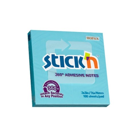 Notes samoprzylepny (karteczki) Stick'n 360 stopni niebieski 100k [mm:] 76x76 (21553)