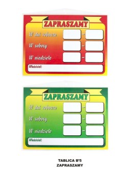 Tabliczka informacyjna zapraszamy B5 [mm:] 176x250 Zbimar