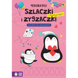 Książeczka edukacyjna Zielona Sowa Przedszkolak rysuje. Szlaczki i zygzaczki z pingwinem.