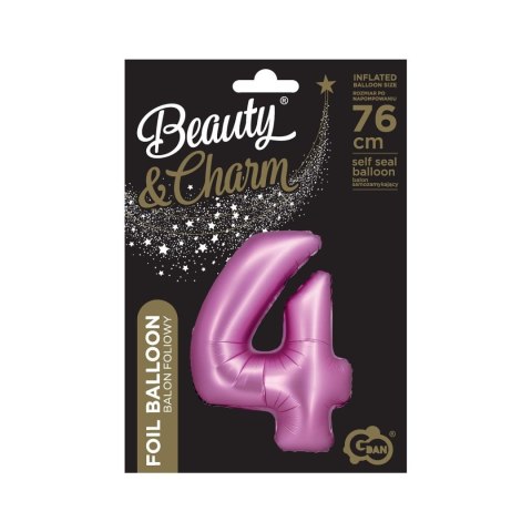 Balon foliowy Godan Beauty&Charm Cyfra 4 satynowy róż 76cm (CH-BSR4)