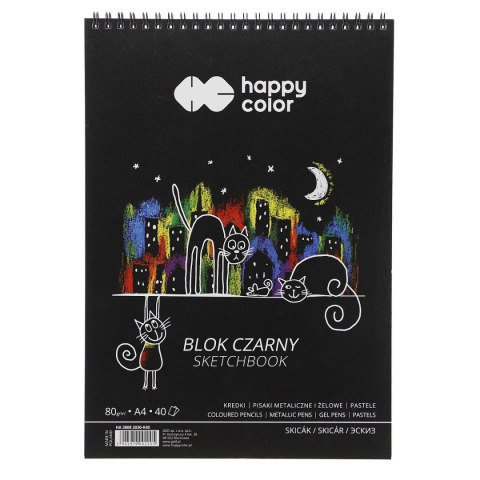 Blok artystyczny Happy Color czarny A4 80g 40k (HA 3808 2030-K40) Blok artystyczny Happy Color czarny A4 80g 40k (HA 3808 2030-K40)