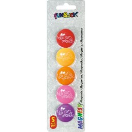 Magnes Fun&Joy Kwiaty okrągły mix śr. 29mm 5 sztuk