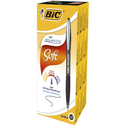Długopis olejowy Bic Atlantis Soft Metal Clic czarny 1,2mm Długopis olejowy Bic Atlantis Soft Metal Clic czarny 1,2mm