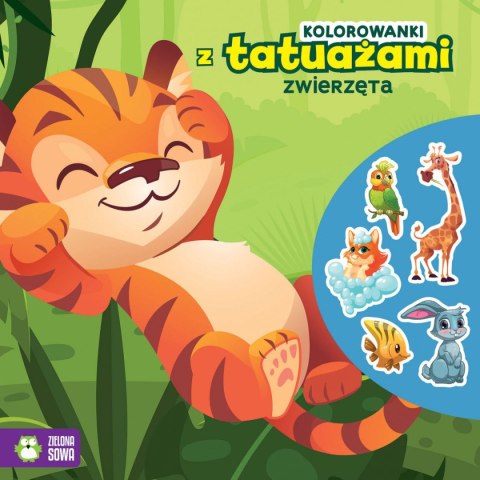 Kolorowanka Zielona Sowa z tatuażami. Zwierzęta Kolorowanka Zielona Sowa z tatuażami. Zwierzęta