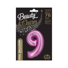 Balon foliowy Godan Beauty&Charm Cyfra 9 satynowy róż 76cm (CH-BSR9)