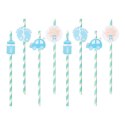 Słomka Godan papierowe BABY SHOWER chłopca, 20 cm 8 szt (QT-SPBB)