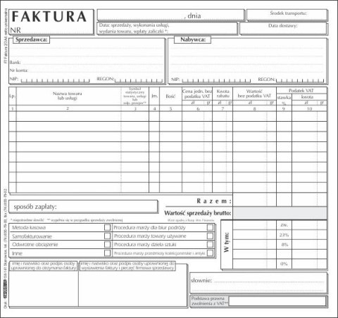 Druk samokopiujący Stolgraf Faktura VAT 2/3 A4 netto uniwersalna 2/3 A4 100k. (F7) Druk samokopiujący Stolgraf Faktura VAT 2/3 A4 netto uniwersalna 2/3 A4 100k. (F7)