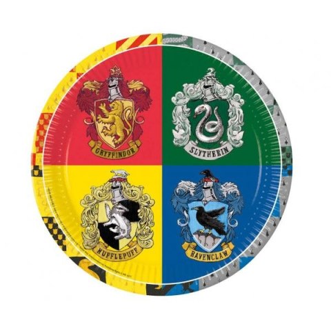 Talerz jednorazowy Godan Harry Potter Hogwarts Houses 8 szt. papier śr. 230mm 8 szt (93451)