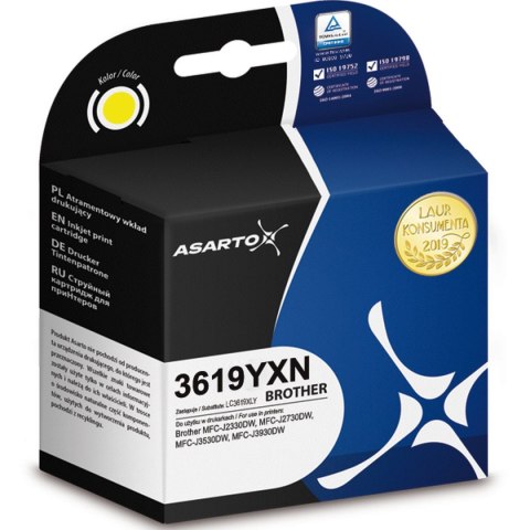 Tusz (cartridge) alternatywny do Brother LC3619XLY | MFC-J2330/J3930 yellow Asarto (AS-B3619YXN) Tusz (cartridge) alternatywny do Brother LC3619XLY | MFC-J2330/J3930 yellow Asarto (AS-B3619YXN)