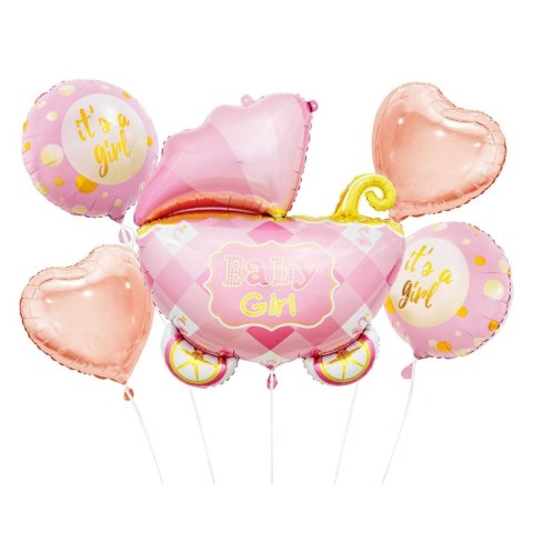 Balon foliowy Godan zestaw 5 szt. wózek różowy (BZ-HWZR) Balon foliowy Godan zestaw 5 szt. wózek różowy (BZ-HWZR)